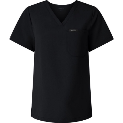 Custom Womens Rhena Essential 1-Pocket Scrub V-Neck Top Black