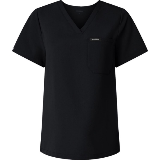Custom Womens Rhena Essential 1-Pocket Scrub V-Neck Top Black