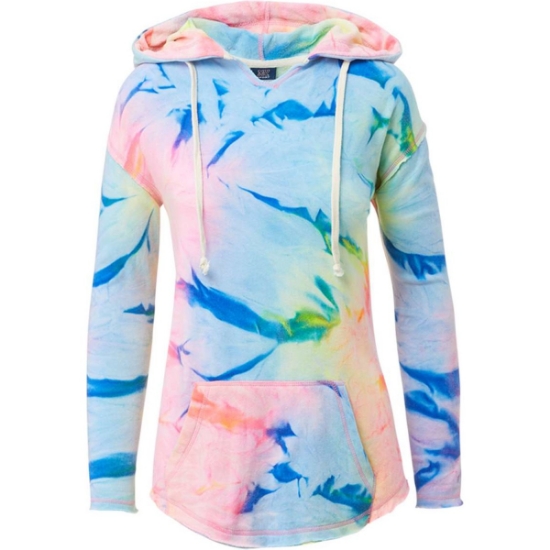Custom Womens Angel Terry Nora Pullover Neon Tie Dye