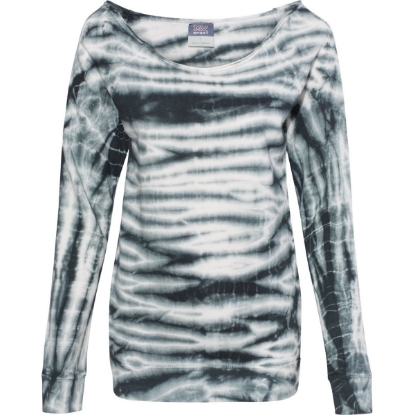 Custom Womens French Terry Off-the-Shoulder Tie-Dyed Sweatshirt Greyscale