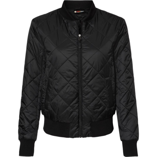 Custom Womens HeatLast™ Quilted Packable Bomber Black