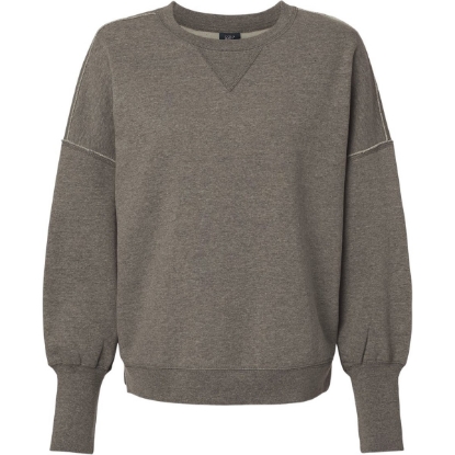 Custom Womens Sueded Fleece Crewneck Sweatshirt Charcoal