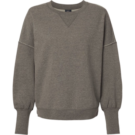 Custom Womens Sueded Fleece Crewneck Sweatshirt Charcoal