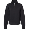 Custom Womens Sueded Fleece Quarter-Zip Sweatshirt Black
