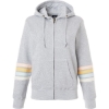 Custom Womens Striped Sleeves Full-Zip Hooded Sweatshirt Heather Grey
