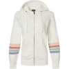 Custom Womens Striped Sleeves Full-Zip Hooded Sweatshirt Ivory