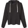 Custom Womens Angel Fleece Crop Hooded Sweatshirt Black