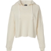 Custom Womens Angel Fleece Crop Hooded Sweatshirt Ecru