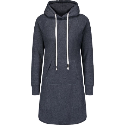 Custom Womens Suzie Hooded Sweatshirt Dress Navy Heather