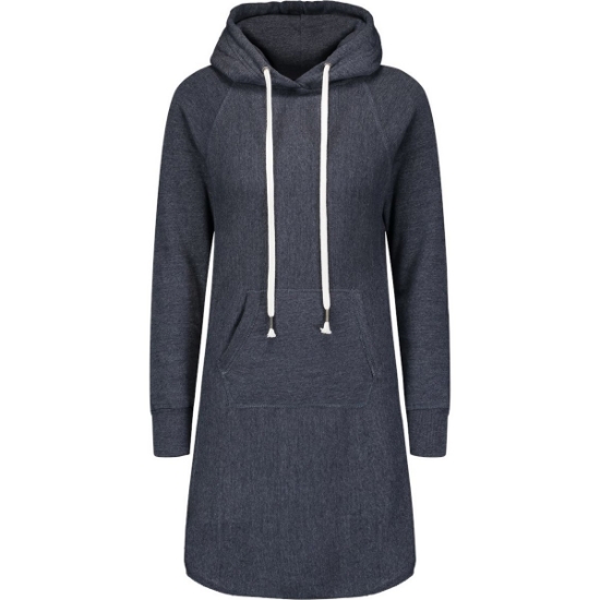 Custom Womens Suzie Hooded Sweatshirt Dress Navy Heather