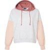 Custom Womens Sueded Fleece Colorblocked Crop Hooded Sweatshirt Cameo Pink