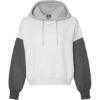 Custom Womens Sueded Fleece Colorblocked Crop Hooded Sweatshirt Charcoal