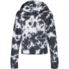 Custom Womens Sueded Fleece Tie-Dyed Crop Hooded Sweatshirt Charcoal