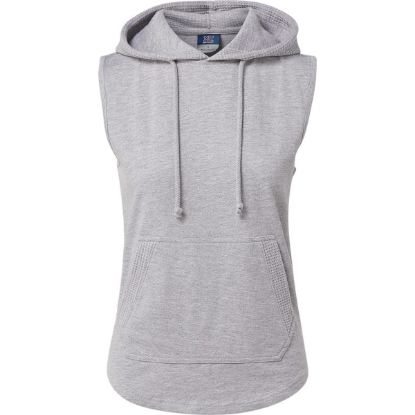 Custom Womens Kinsley Sleeveless Hooded Sweatshirt Heather Grey