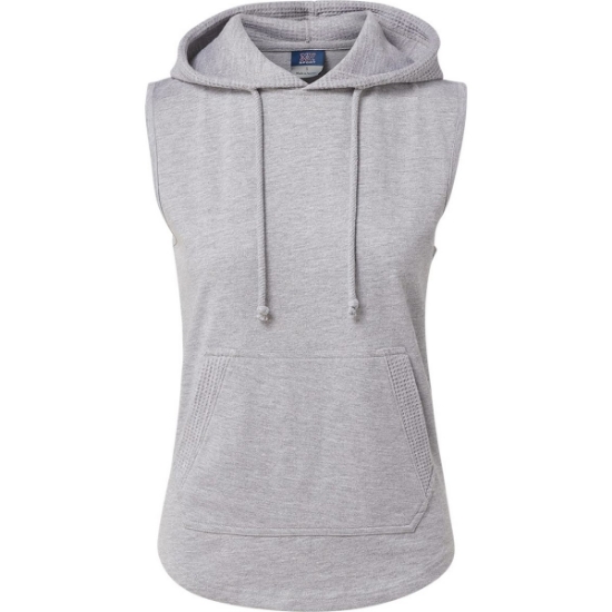 Custom Womens Kinsley Sleeveless Hooded Sweatshirt Heather Grey
