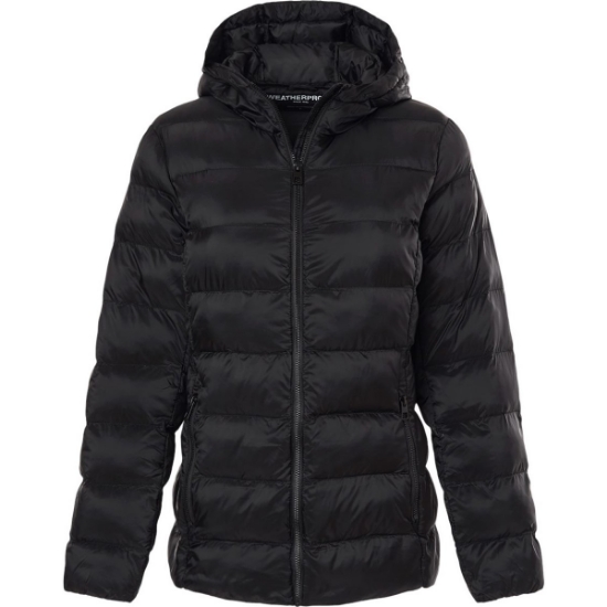 Custom Womens Lightweight Poly-filled Hooded Puffer Jacket Black