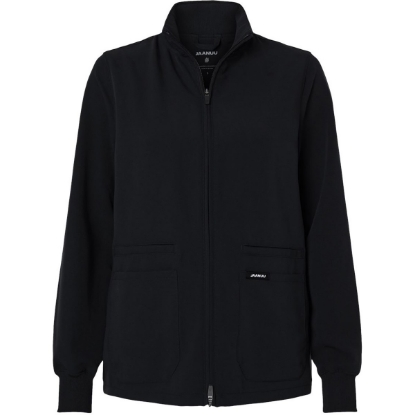 Custom Womens Ceri Essential Full-Zip 6-Pocket Scrub Jacket Black