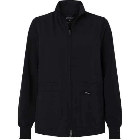 Custom Womens Ceri Essential Full-Zip 6-Pocket Scrub Jacket Black