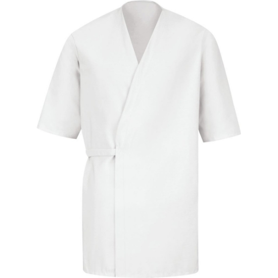 Custom Mens Collarless Poplin Butcher Wrap White