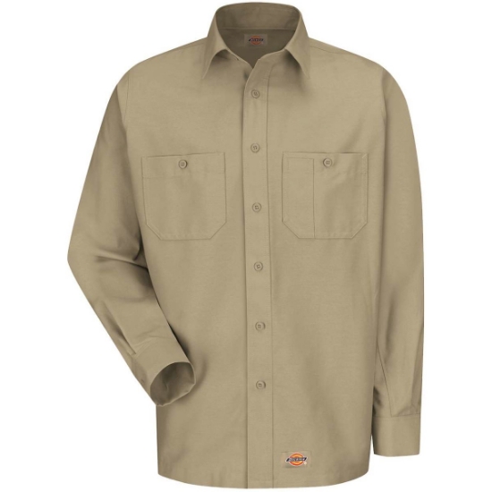 Custom Mens Long Sleeve Work Shirt Khaki