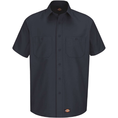 Custom Mens Short Sleeve Work Shirt Navy