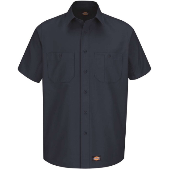 Custom Mens Short Sleeve Work Shirt Navy
