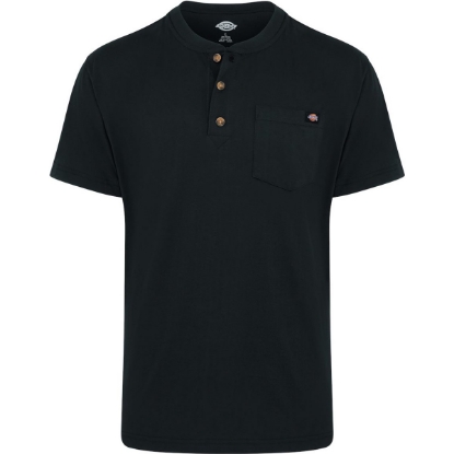Custom Mens Heavyweight Traditional Short Sleeve Henley Black