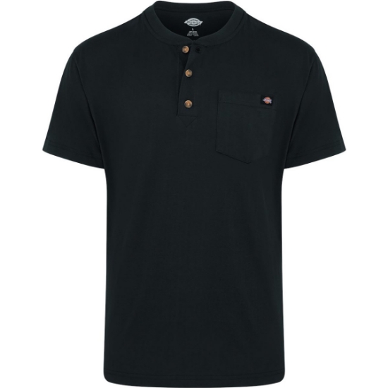 Custom Mens Tall Heavyweight Traditional Short Sleeve Henley Black