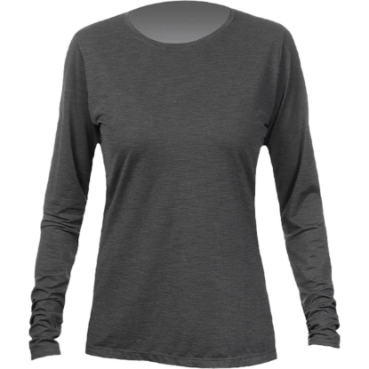 Custom Womens Breeze Tech Long Sleeve T-Shirt Charcoal Heathered