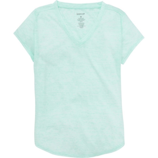Custom Girls Snow Heather V-Neck T-Shirt Mint Heather