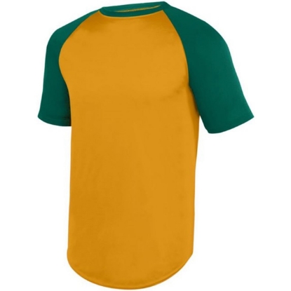 Custom Unisex Wicking Short Sleeve Baseball Jersey Gold/ Dark Green