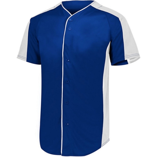 Custom Mens Full Button Baseball Jersey Navy/ White