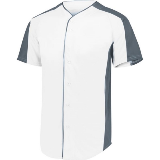 Custom Youth Full Button Baseball Jersey White/ Graphite