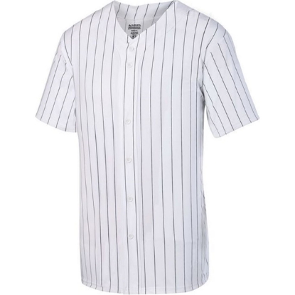 Custom Unisex Pinstripe Full Button Baseball Jersey White/ Black
