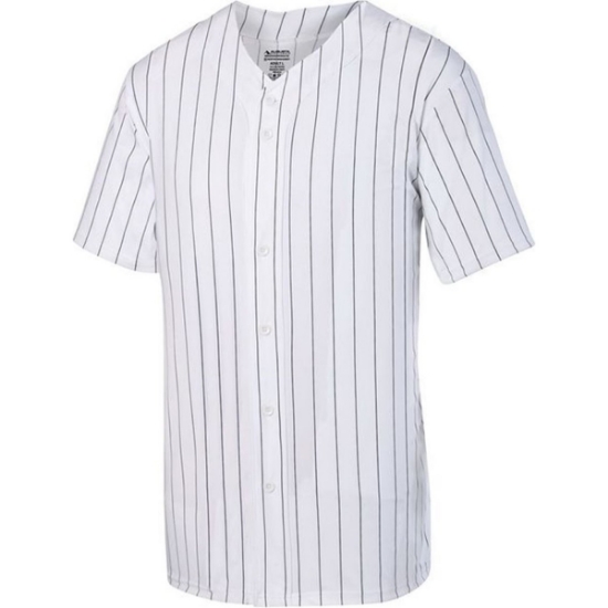 Custom Unisex Pinstripe Full Button Baseball Jersey White/ Black