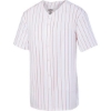 Custom Youth Pinstripe Full Button Baseball Jersey White/ Red