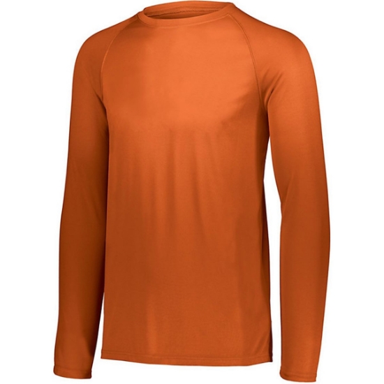 Custom Youth Attain Wicking Long Sleeve Shirt Orange