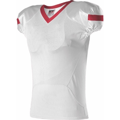 Custom Youth Pro Flex Cut Belt Length Football Jersey White/ Red