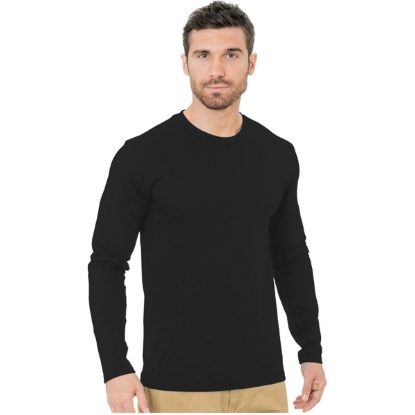 Custom Unisex Fine Jersey Long Sleeve T-Shirt Black
