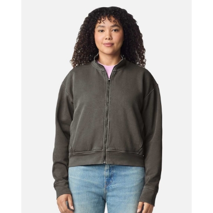 Custom Womens Garment-Dyed Full-Zip Jacket Pepper