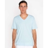 Custom Unisex USA-Made Fine Jersey V-Neck T-Shirt Light Blue