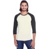 Custom Unisex Triblend Three-Quarter Sleeve Raglan T-Shirt Cream/ Black Triblend