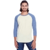 Custom Unisex Triblend Three-Quarter Sleeve Raglan T-Shirt Cream/ Navy Triblend