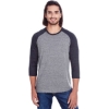Custom Unisex Triblend Three-Quarter Sleeve Raglan T-Shirt Grey/ Black Triblend