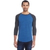 Custom Unisex Triblend Three-Quarter Sleeve Raglan T-Shirt Royal Black/ Black Triblend