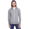 Custom Unisex Triblend Full-Zip Lightweight Hooded Sweatshirt Grey Triblend