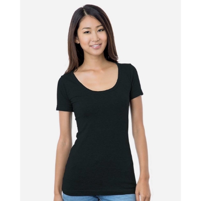 Custom Womens USA-Made Scoop Neck T-Shirt Black