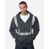 Custom USA-Made Hi-Visibility Full-Zip Hooded Sweatshirt - Segmented Tape Charcoal Heather