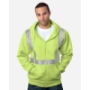 Custom USA-Made Hi-Visibility Full-Zip Hooded Sweatshirt - Segmented Tape Lime Green
