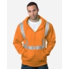 Custom USA-Made Hi-Visibility Full-Zip Hooded Sweatshirt - Segmented Tape Orange